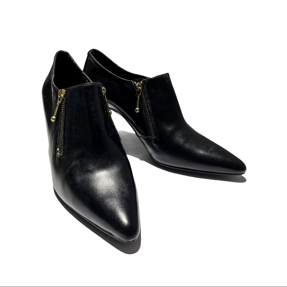 Vintage Perabo Blk Leather Heel Booties Size 5.5B
